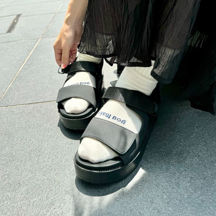 (ダブルタップス) ブラック スライドサンダル ベルクロ ダブルタップス) ブラック スライドサンダル ベルクロ WTAPS