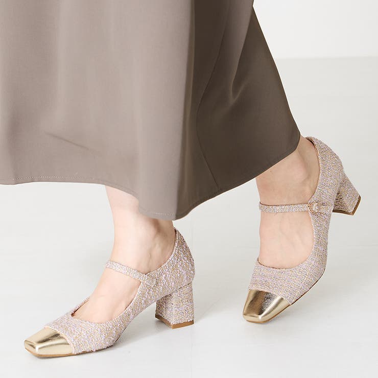 パープル | ≪オリエンタルトラフィック≫ツイード切替ワンストラップパンプス/41309 | ORiental TRaffic