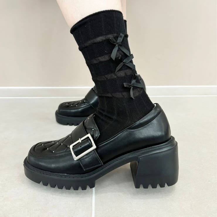 ブラック | ≪オリエンタルトラフィック≫キルティング×スタッズ厚底シューズ/41311 | ORiental TRaffic