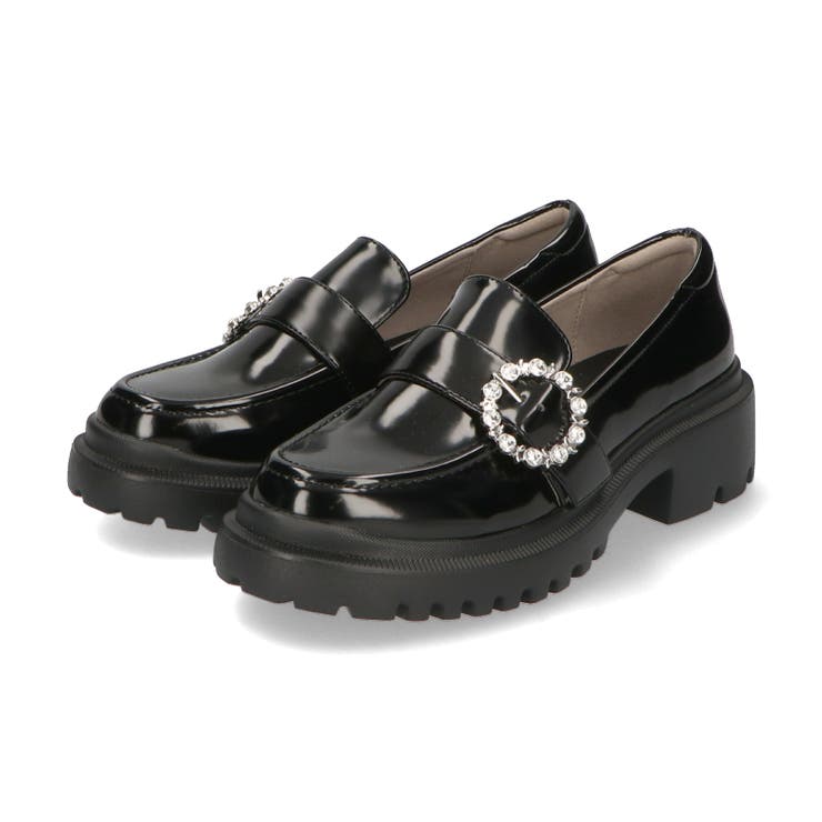 ブラック | 厚底ビジューローファー/41383 | ORiental TRaffic