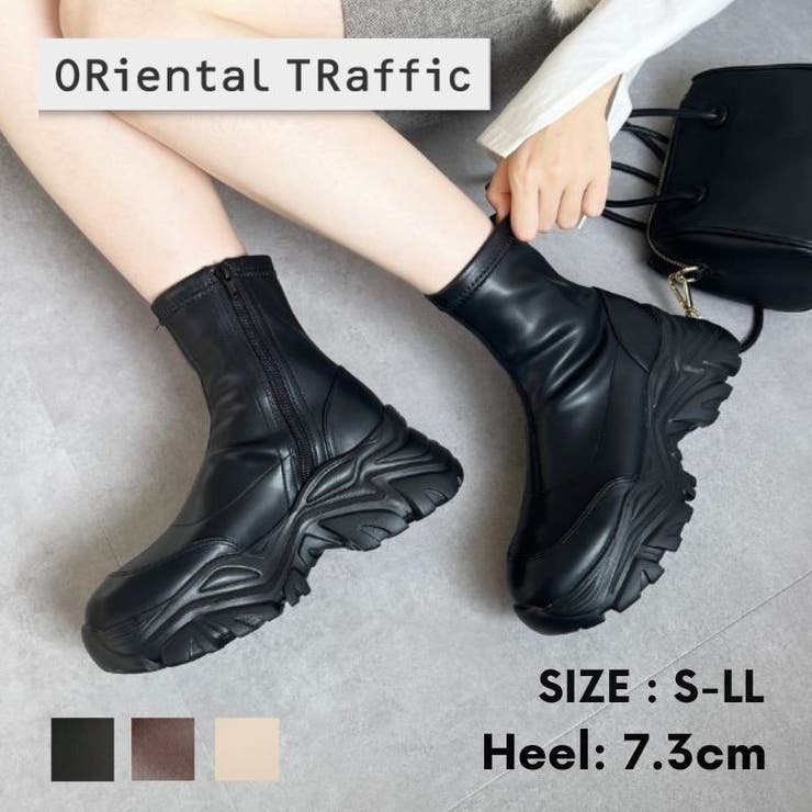 無料発送 ≪オリエンタルトラフィック≫スニーカーソールショートブーツ 23.0cm
