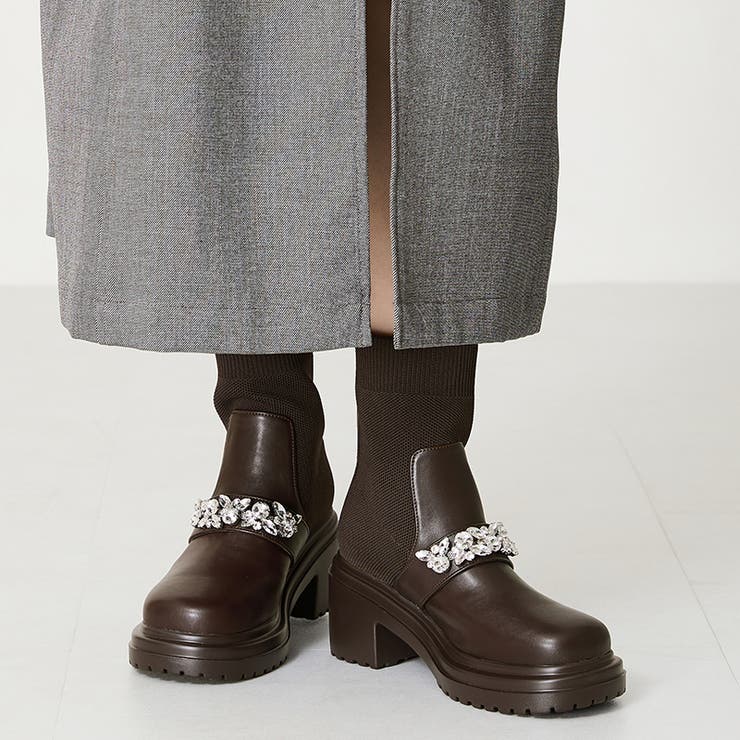 ≪オリエンタルトラフィック≫ビジューベルトニットドッキングブーツ/41415 | ORiental TRaffic | 詳細画像4 