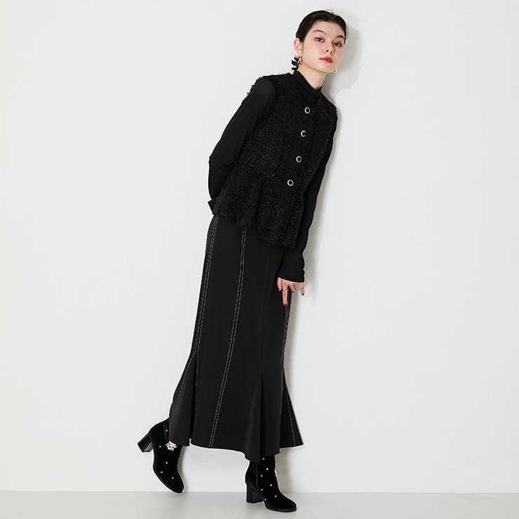 ≪オリエンタルトラフィック≫ビジュー×ラウンドトゥベロアブーツ