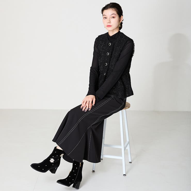 ≪オリエンタルトラフィック≫ビジュー×ラウンドトゥベロアブーツ/41418 | ORiental TRaffic | 詳細画像11 