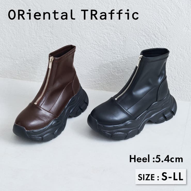 素晴らしい品質 ≪オリエンタルトラフィック≫フロントジップスニーカーソール 靴