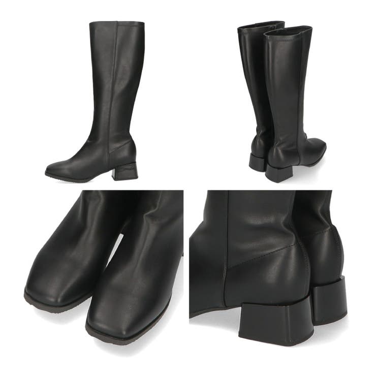 ≪オリエンタルトラフィック≫スクエアトゥミドルヒールロングブーツ