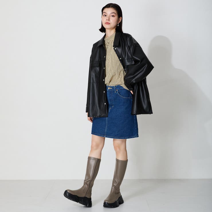 新品❤️保管品❣️HPフランス❣️ロングブーツ❣️サイズ37❣️ セール】＼ 厚底 細見え ／太め タンクソール ロングブーツ /31484