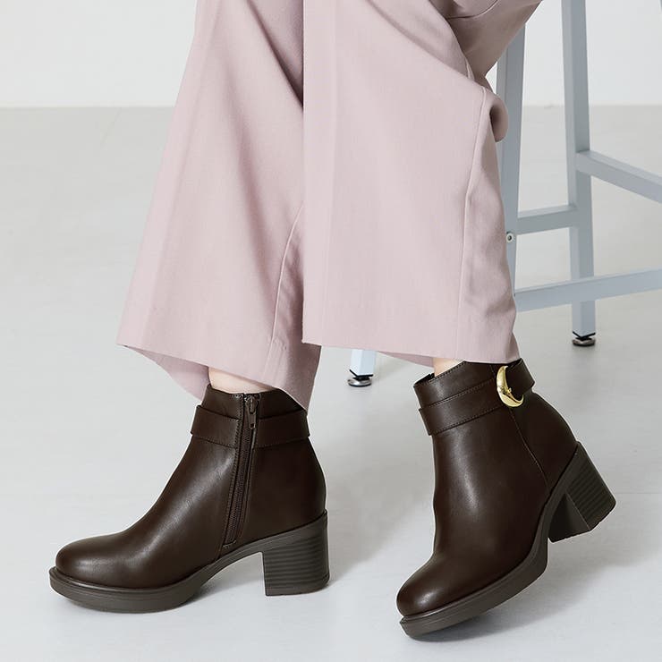 ブラウン | ≪オリエンタルトラフィック≫バックルデザインタンクソールヒールブーツ 42408 | ORiental TRaffic