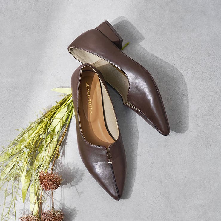 WEB限定/新色追加】フレアヒールポインテッドトゥパンプス/45301[品番