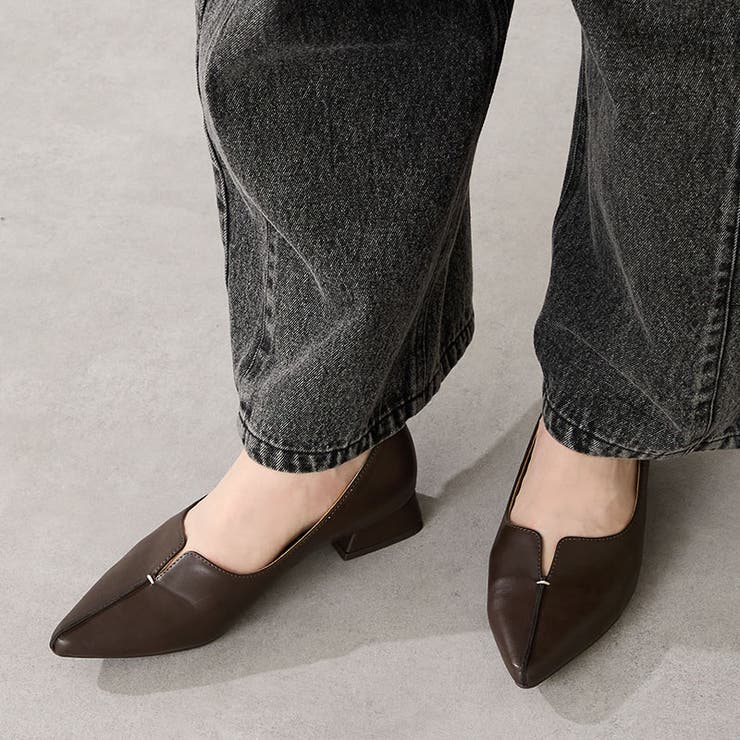 WEB限定/新色追加】フレアヒールポインテッドトゥパンプス/45301[品番