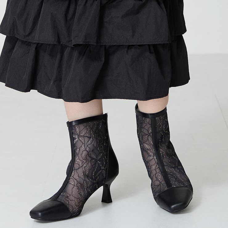 ブラック | チュールヒールブーツ/51105 | ORiental TRaffic