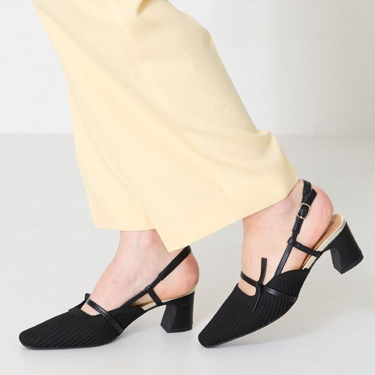 ブラック | リブニット細ストラップパンプス/51114 | ORiental TRaffic