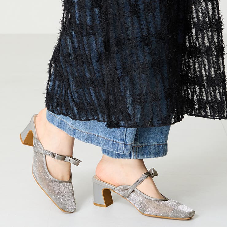 グレー | リボンベルトラインストーンシアーミュール/51124 | ORiental TRaffic