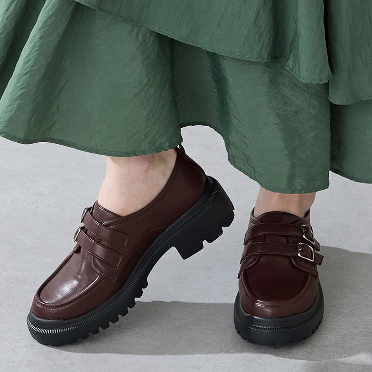 ブラウン | ダブルベルト厚底シューズ/51313 | ORiental TRaffic