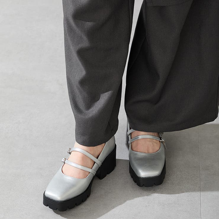 シルバー | ダブルストラップ厚底シューズ/51323 | ORiental TRaffic
