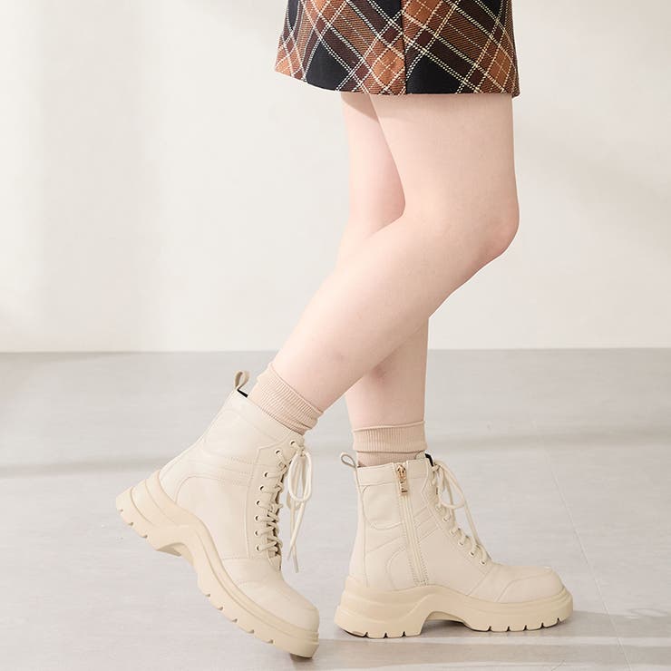 ベージュ | 厚底レースアップブーツ/51401 | ORiental TRaffic