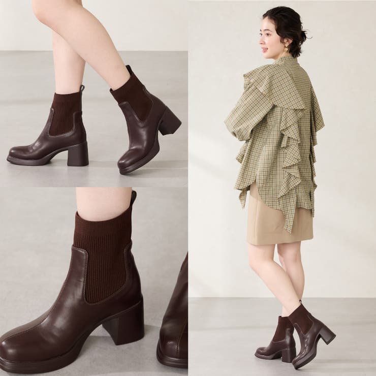 ニットドッキングヒールショートブーツ/51407 | ORiental TRaffic | 詳細画像6 