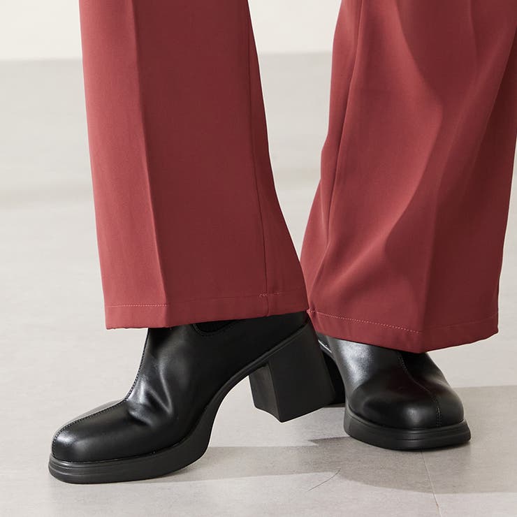 ブラック | ニットドッキングヒールショートブーツ/51407 | ORiental TRaffic