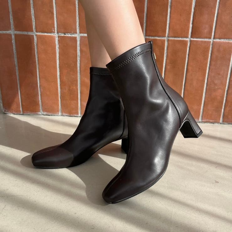 ブラウン | ストレッチヒールバックジップブーツ/51423 | ORiental TRaffic