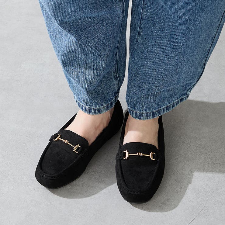 ブラック | ビットモチーフ付きファーモカシン/52318 | ORiental TRaffic