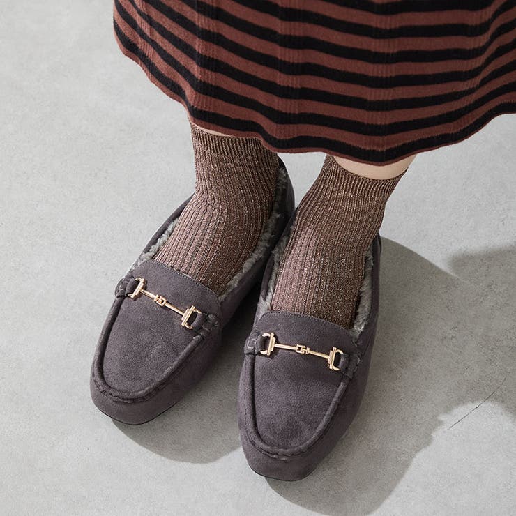 グレー | ビットモチーフ付きファーモカシン/52318 | ORiental TRaffic