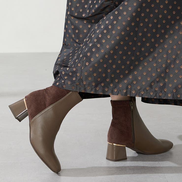 ブラウン | コーデュロイコンビショートブーツ/52410 | ORiental TRaffic