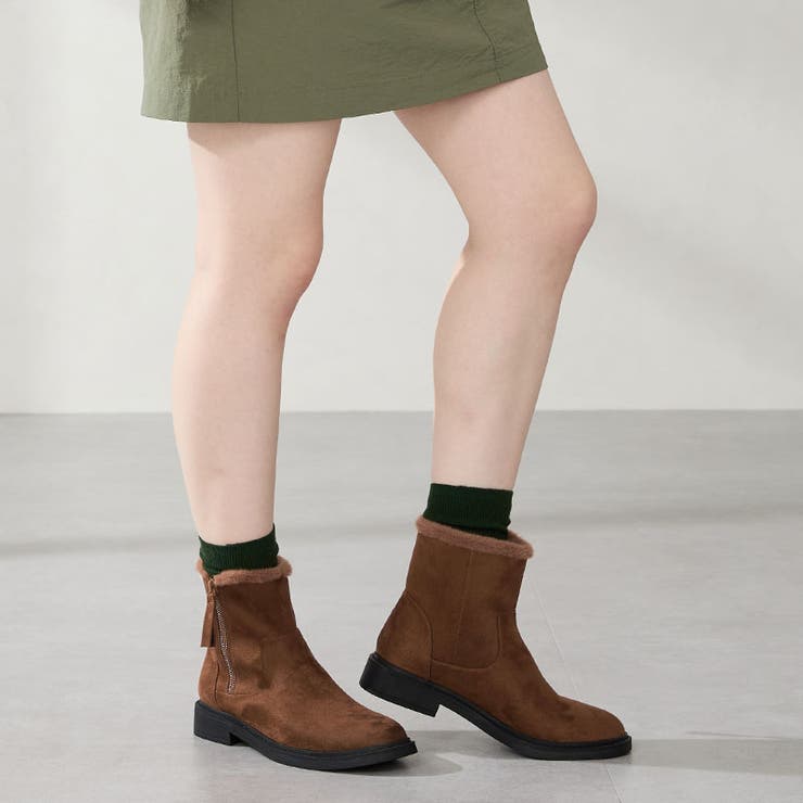 キャメル | サイドジップスエードショートブーツ/52412 | ORiental TRaffic