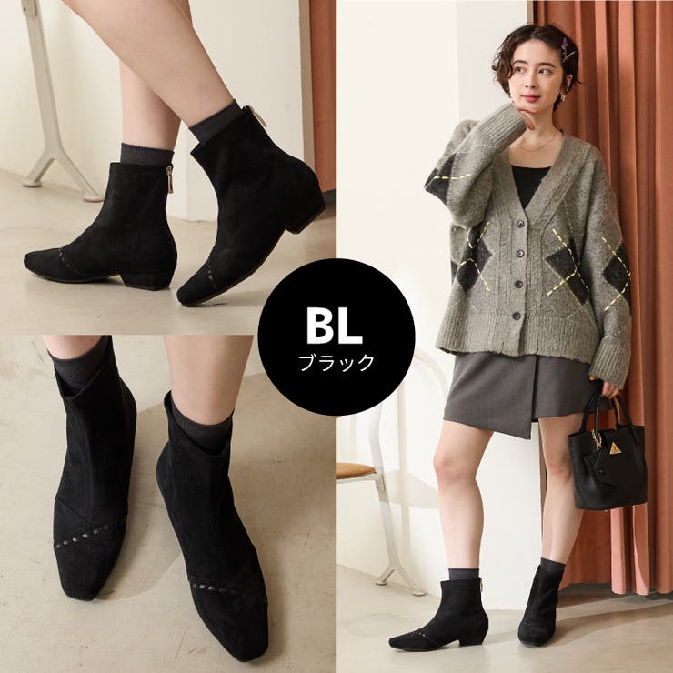 ステッチデザインスエードショートブーツ/52414[品番：ORTS0009251