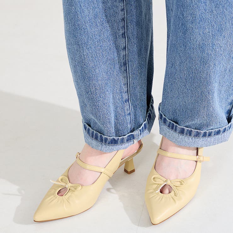 イエロー | カットデザインストラップパンプス/61114 | ORiental TRaffic