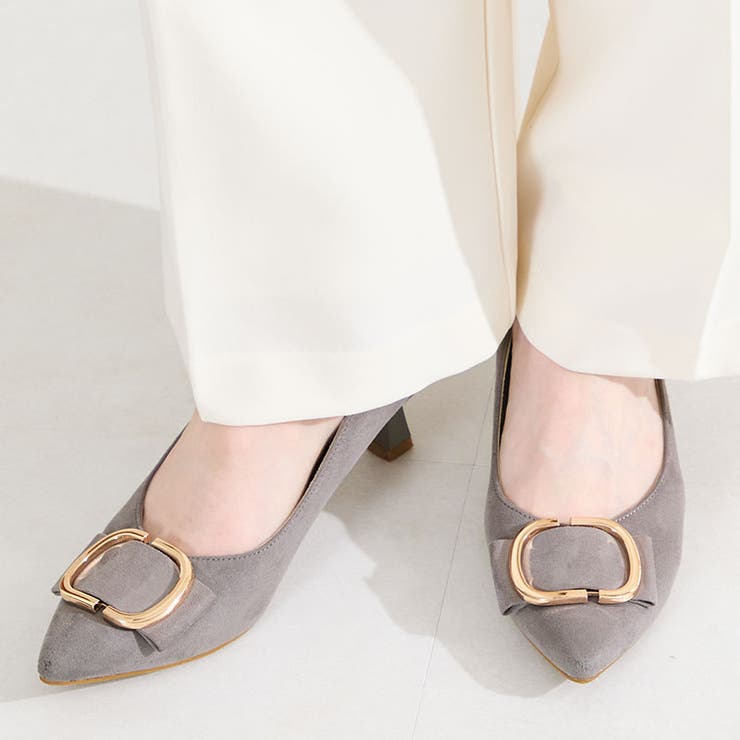 グレー | 変形リボンモチーフヒールパンプス/61117 | ORiental TRaffic