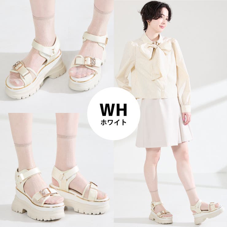 ビジューバックル厚底スポサン/61206[品番：ORTS0009325]｜ORiental
