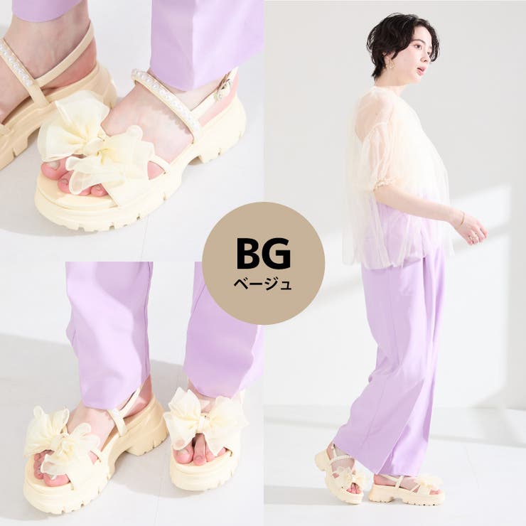 シアーリボン×パール厚底サンダル/61210 | ORiental TRaffic | 詳細画像3 