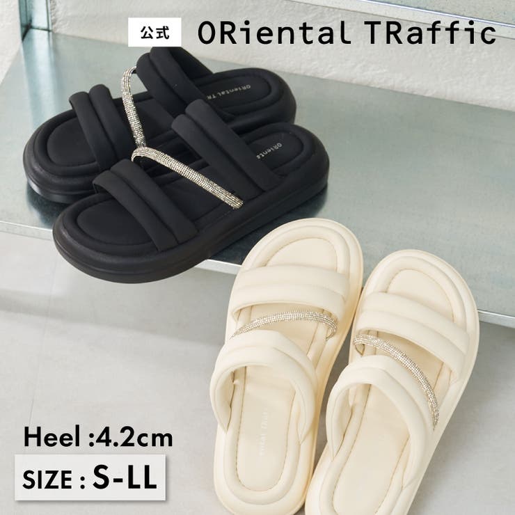 ラインストーンベルトパデットスライドサンダル/61224 | ORiental TRaffic | 詳細画像1 