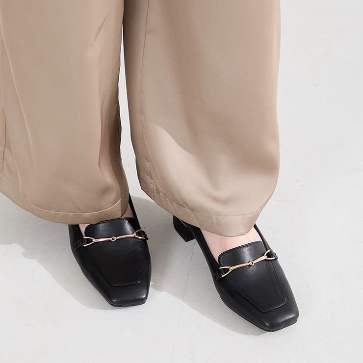 ブラック | メタリックラインビットヒールローファー/62101 | ORiental TRaffic