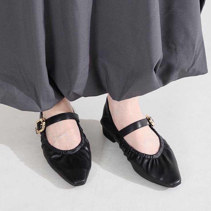 ブラック | ギャザーデザインメリージェーンパンプス/62103 | ORiental TRaffic