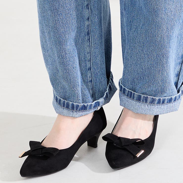 ブラック | 2wayリボンミドルヒールパンプス/62108 | ORiental TRaffic