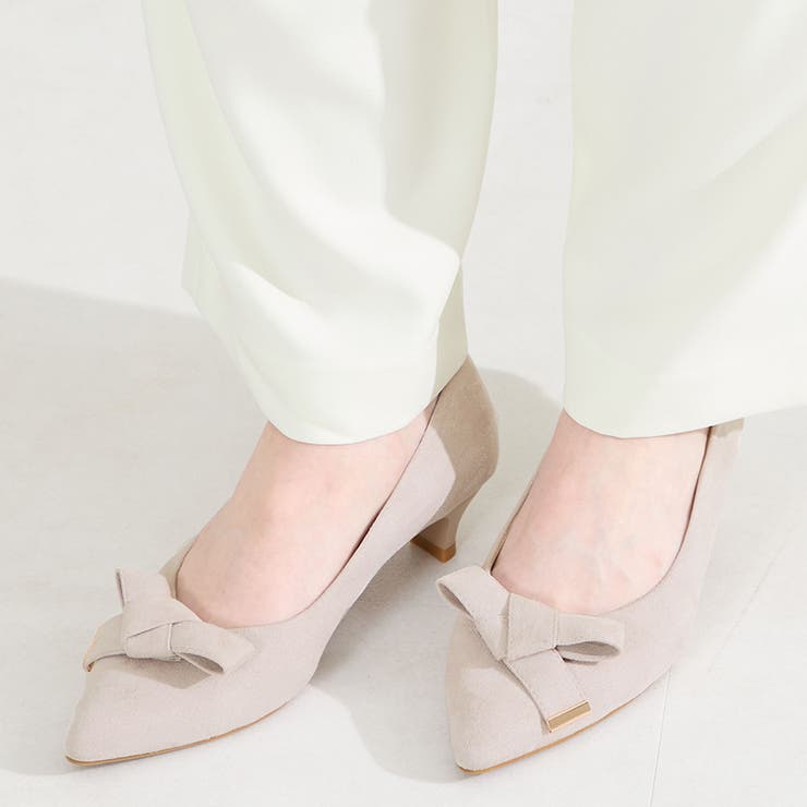 ベージュ | 2wayリボンミドルヒールパンプス/62108 | ORiental TRaffic