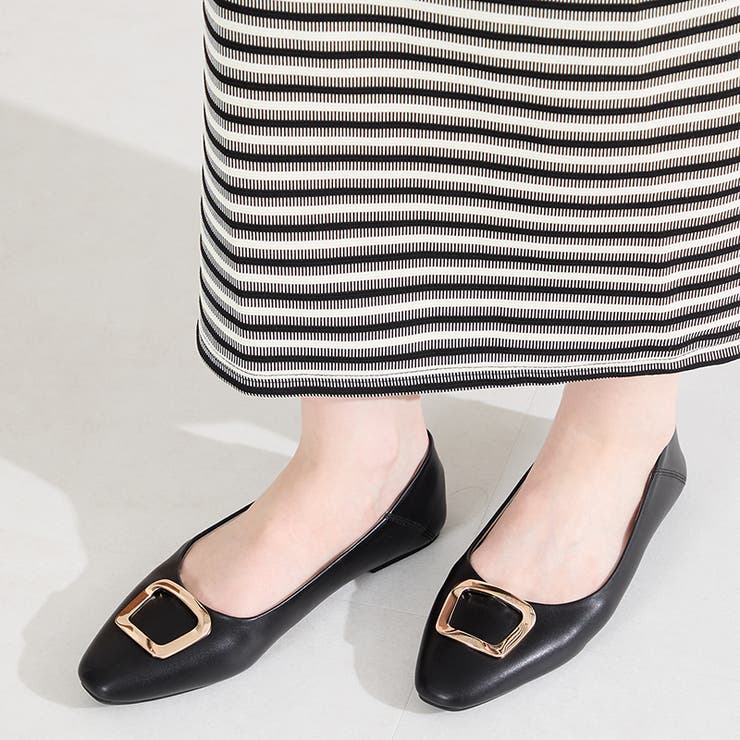 ブラック | ゴールドモチーフフラットパンプス/62109 | ORiental TRaffic