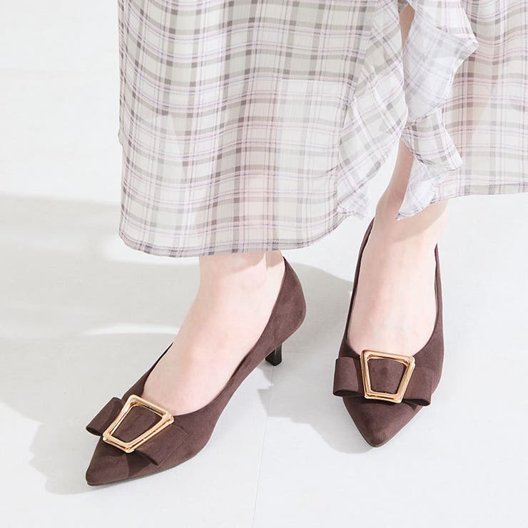 ブラウン | 2wayリボンモチーフヒールパンプス/62112 | ORiental TRaffic