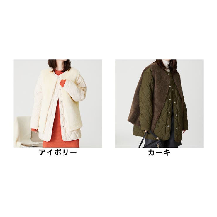 ボアベスト付きノーカラージャケット/AC2319 acro アクロ[品番