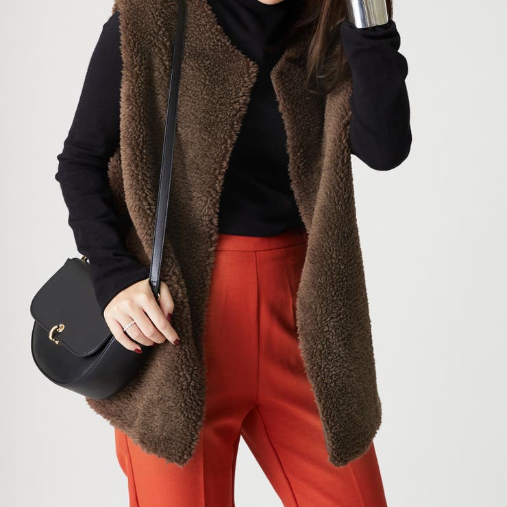 ボアベスト付きノーカラージャケット/AC2319 acro アクロ[品番