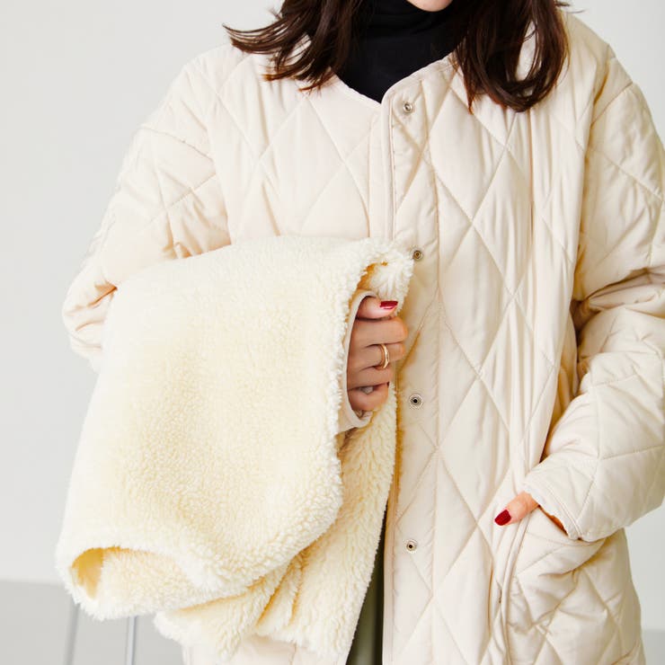 ボアベスト付きノーカラージャケット/AC2319 acro アクロ[品番