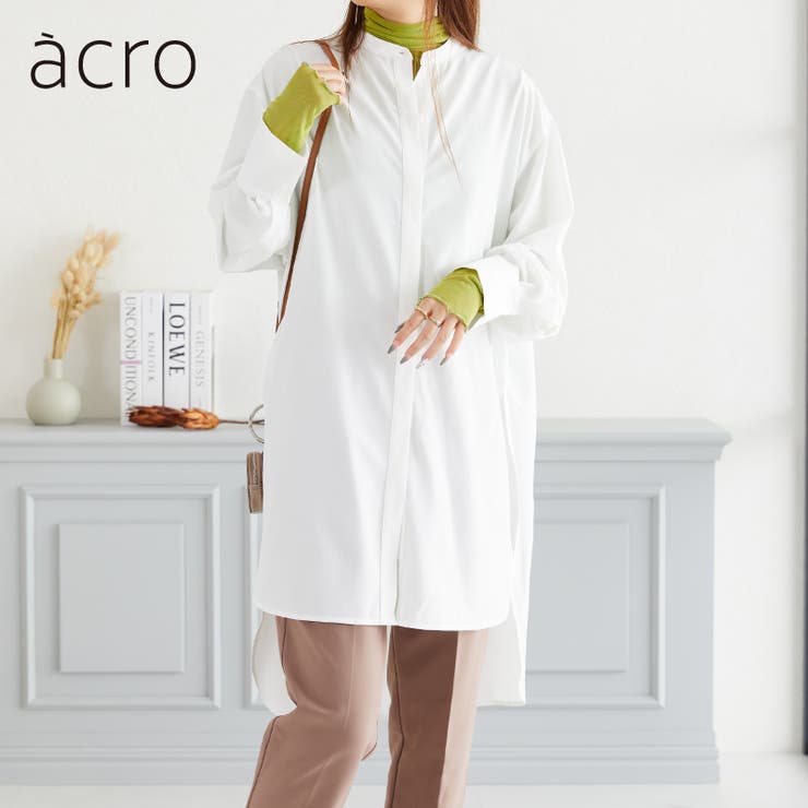 《acro》アクロ バンドカラースリットロングシャツ | ORiental TRaffic | 詳細画像1 