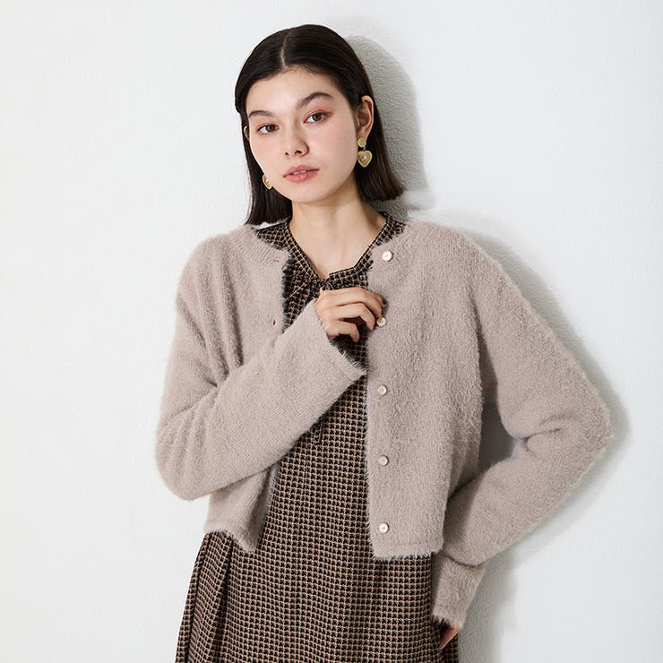 ニット セーター クロップドシャギーニットカーディガン MO33N07 レディース MISCH MASCH ニット セーター クロップドシャギーニット