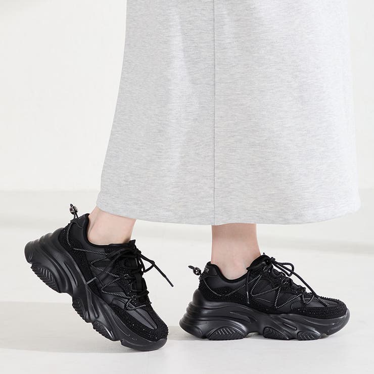 ブラック | ラインストーン厚底スニーカー/OT3792 | ORiental TRaffic