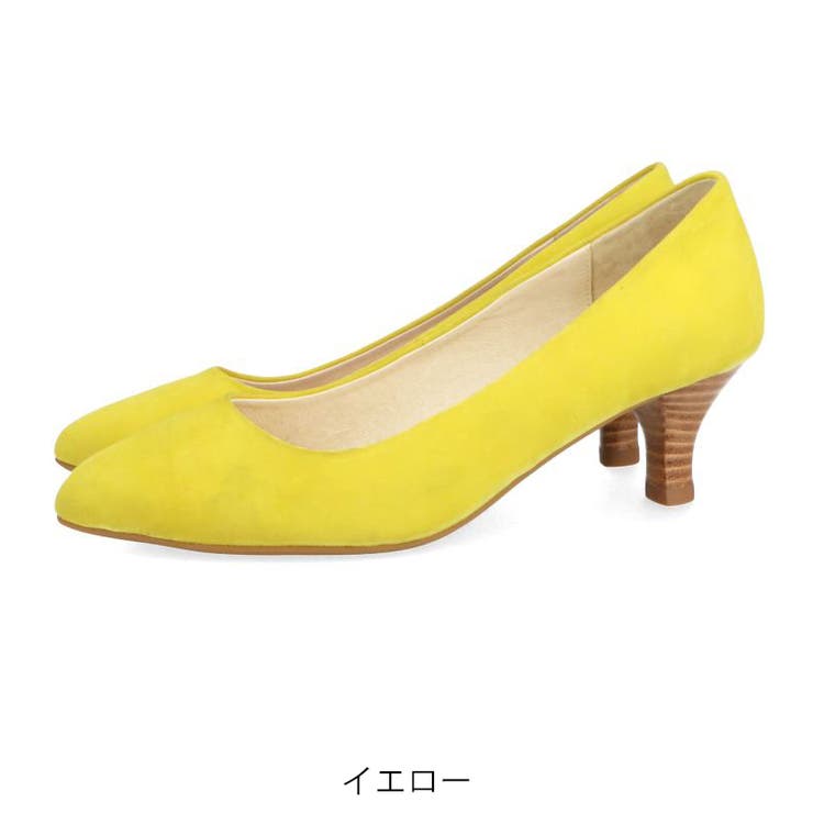 YELLO ハイヒールパンプス イエロー/ライトブルー オリエンタルトラフィック》本革スエードミドルヒールパンプス/R-6003
