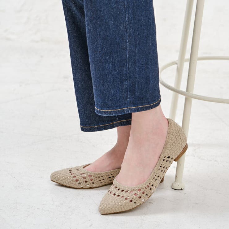 メッシュフラットパンプス