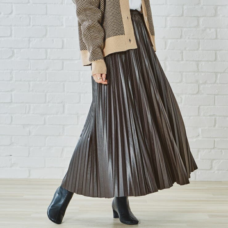 フェイクレザープリーツスカート《acro》アクロ[品番：ORTS0003354