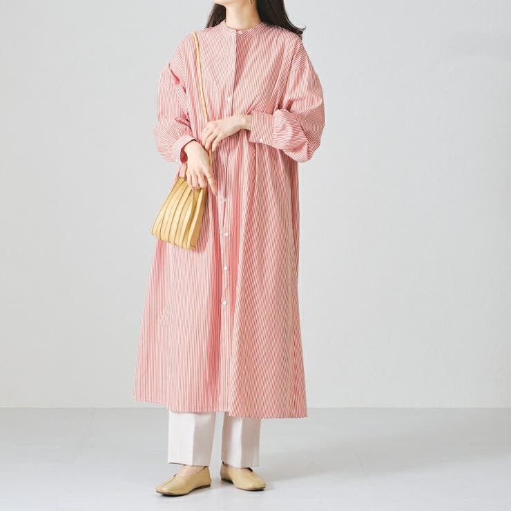 ★MOLLIES STUDIO★ストライプ ワンピース ロングシャツ ピンク ☆MOLLIES STUDIO☆ストライプ ワンピース ロングシャツ ピンク