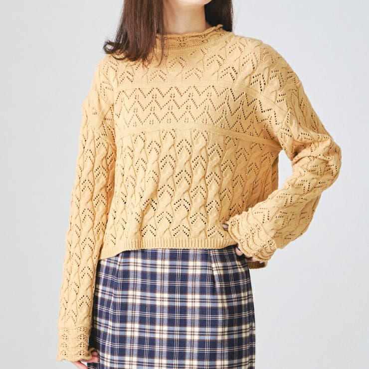 イエロー | 透かしスカラップニットプルオーバー/AC1309 acro アクロ | ORiental TRaffic